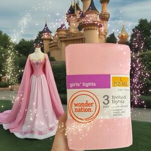 Wonder Nation Girls 3-Pack Footed Tights Size L 12-16 Pink Navy White New